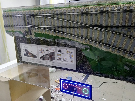 Действующий макет одиночного стрелочного перевода